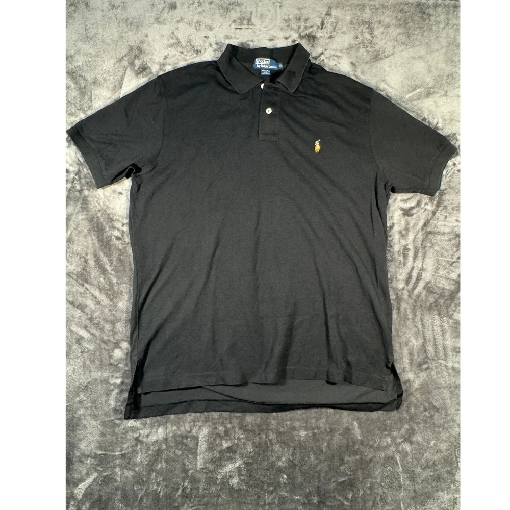 Polo Ralph Lauren Mens XL Black Pima Cotton Short Sleeve Polo Shirt Pony Logo